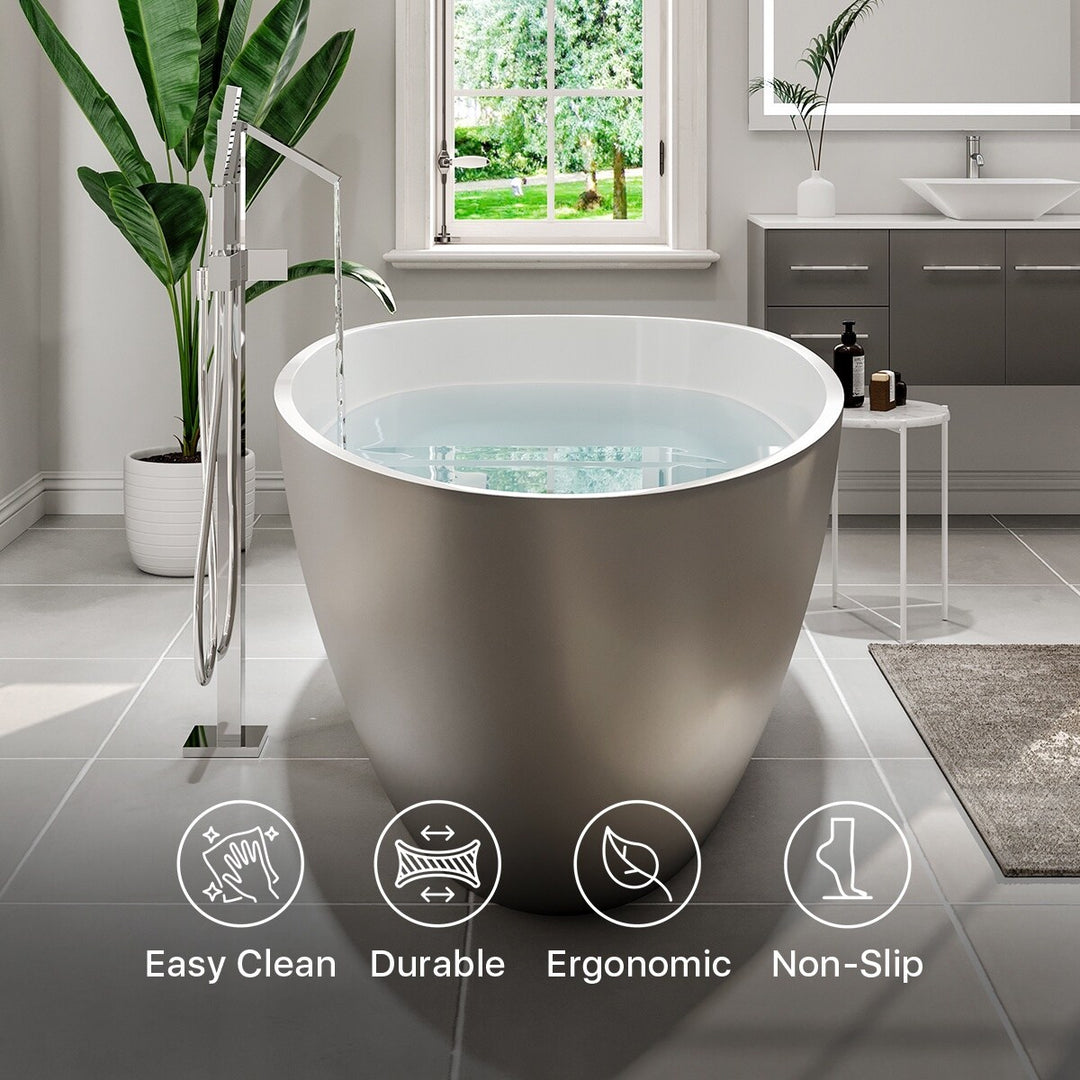 Viva 60" Matte GR/WH Oval Solid Surface Freestanding Bathtub