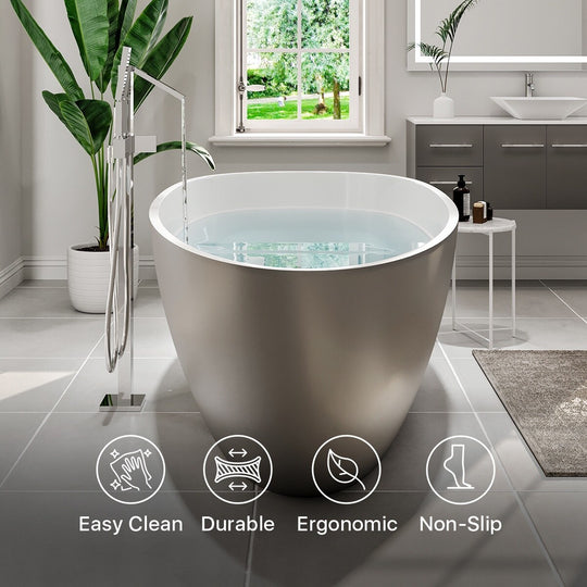 Viva 60" Matte GR/WH Oval Solid Surface Freestanding Bathtub