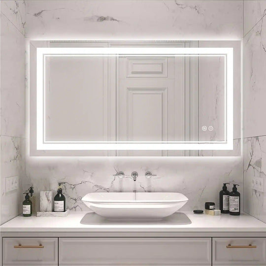Full Size Front & Back LED Lighted Anti-Fog Tempered Glass Wall Bathroom Vanity Mirror, 3-Year Warranty & ETL Certification