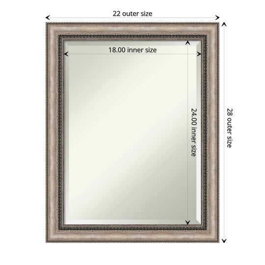 Beveled Bathroom Wall Mirror - Lyla Ornate Silver Frame - Lyla Ornate Silver