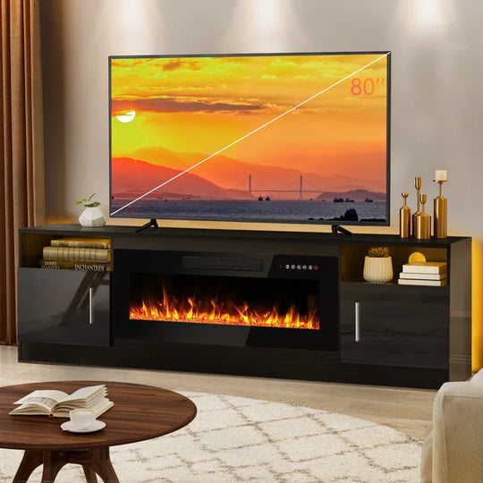Alazik TV Stand for Tvs up to 78" with Fireplace Included