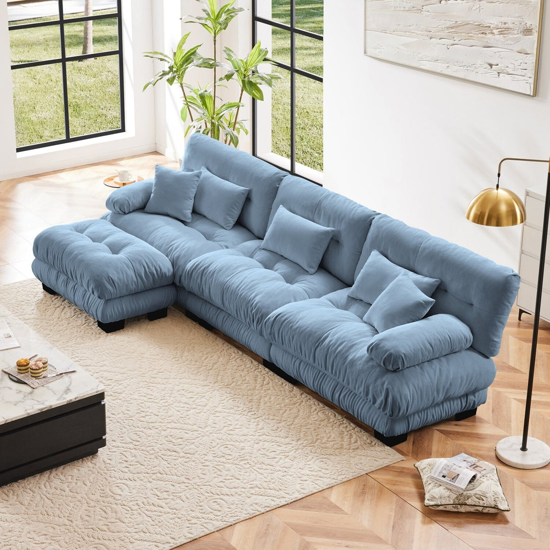 Luxury Chenille Modular Upholstered Sectional Sofa Couch with Convertible Ottoman
