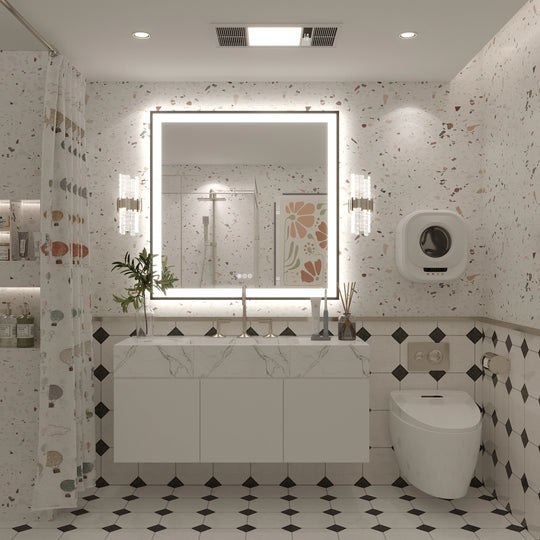 Extra Large Black Frame LED Bathroom Vanity Mirror with 3 Years Warranty and UL Certified