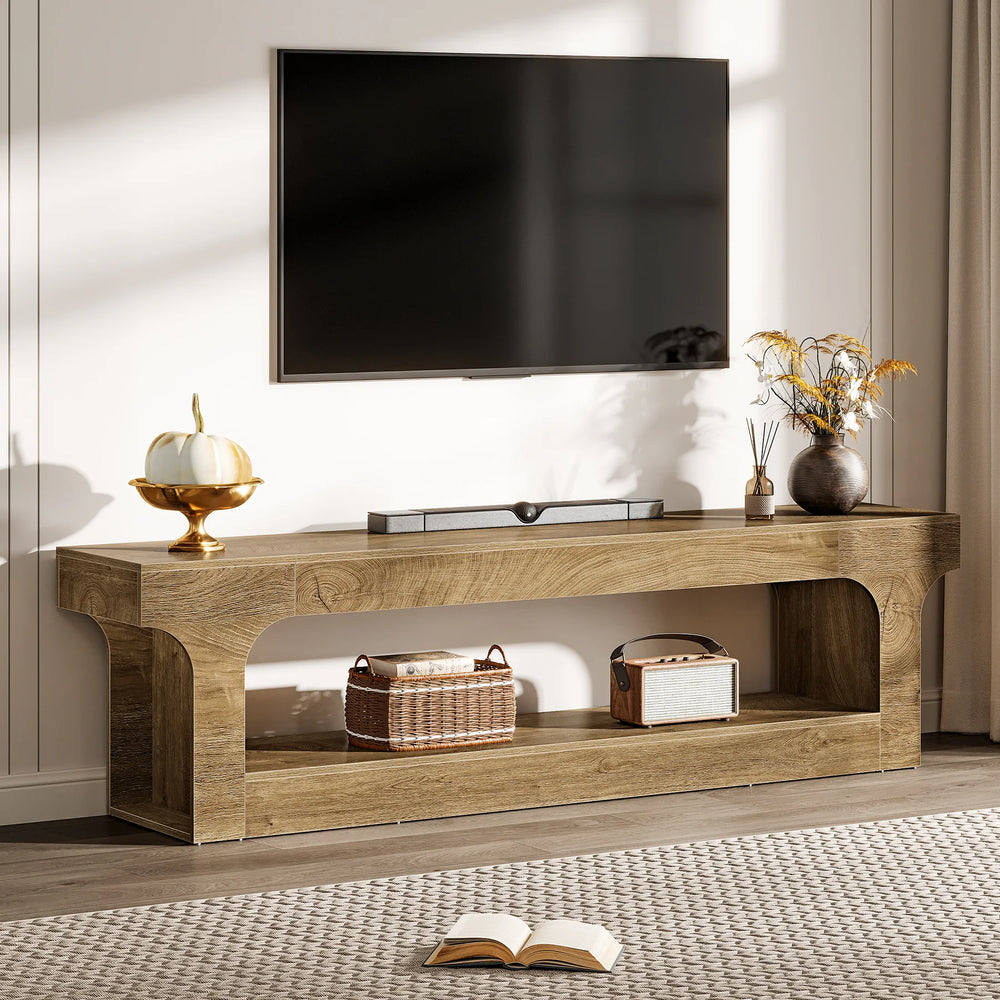 63 Inch Long TV Stand for 55/60/65/75-Inch Tvs, 2-Tier TV Console - 13.77" D X 63" W X 20.47" H