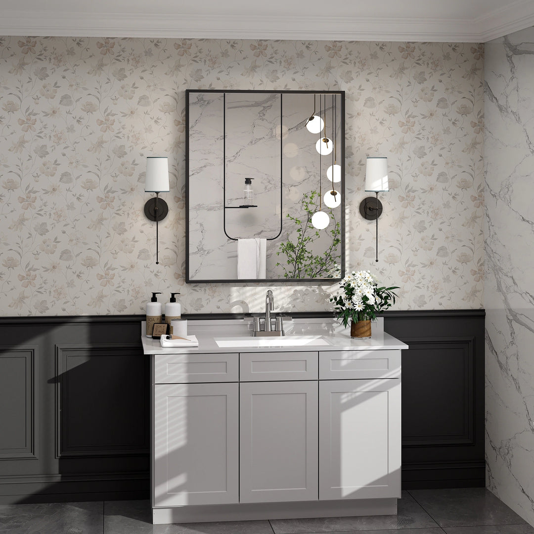 Modern Metal Framed French Cleat Mounted Wall Bathroom Vanity Mirror