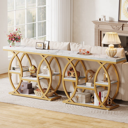 39.4" Console Table, 4-Tier Sofa Table Entryway Table for Small Spaces