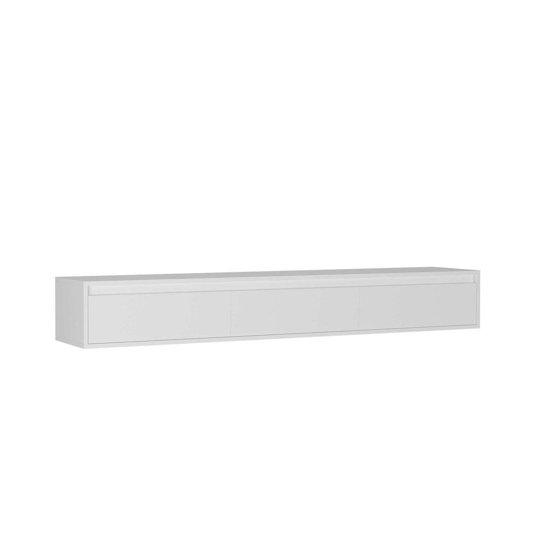 64" Floating Wall-Mounted TV Stand with Touch LED & Cord Management