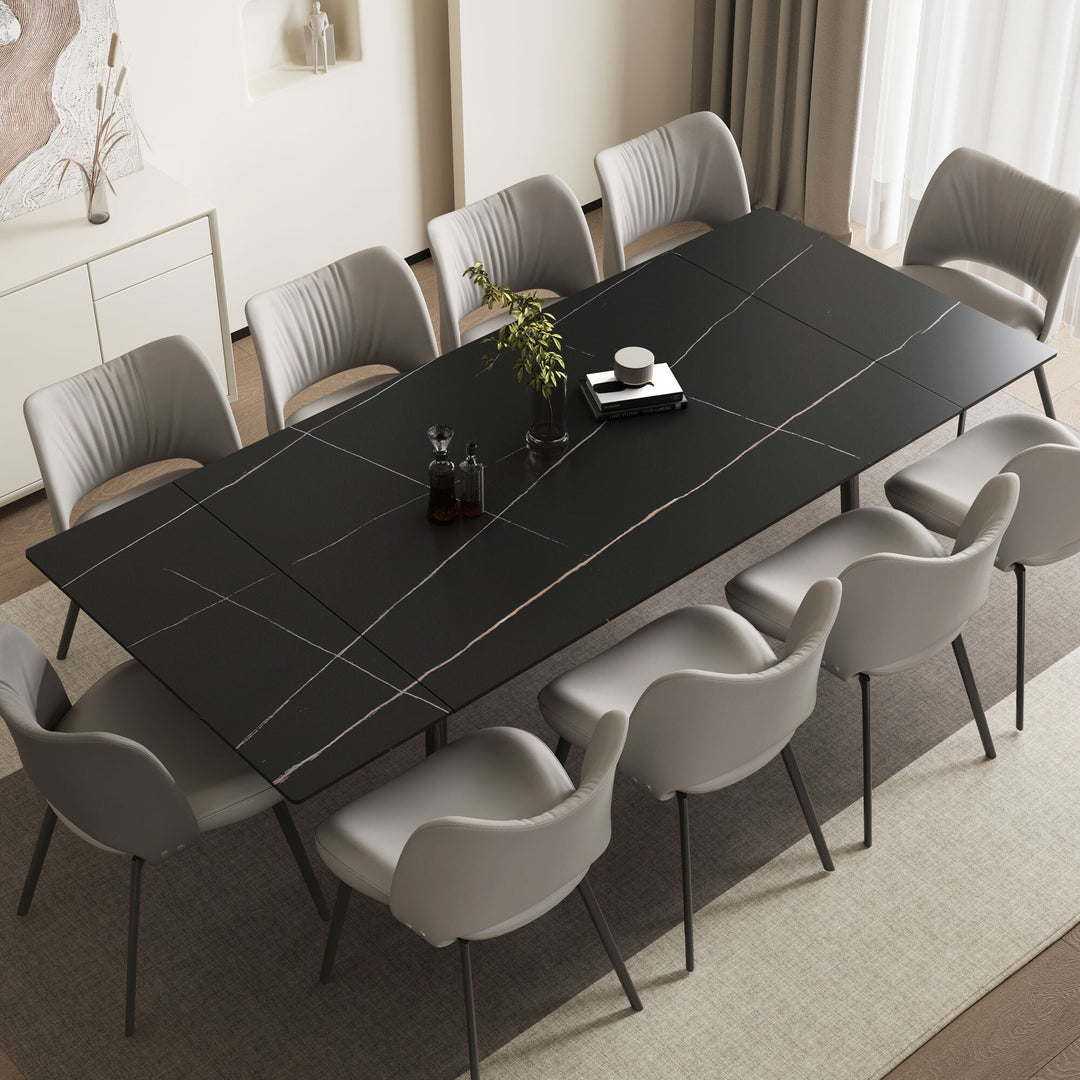 Glossy Slate 63"-95" Extendable Rectangle Dining Table - 94.4"W X 35.4"D X 29.5"H