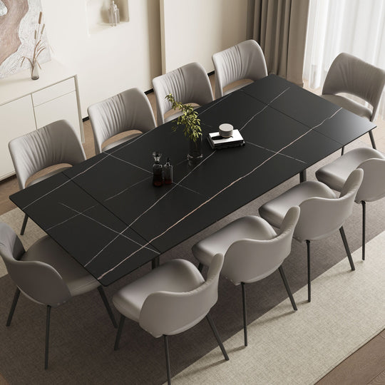 Glossy Slate 63"-95" Extendable Rectangle Dining Table - 94.4"W X 35.4"D X 29.5"H