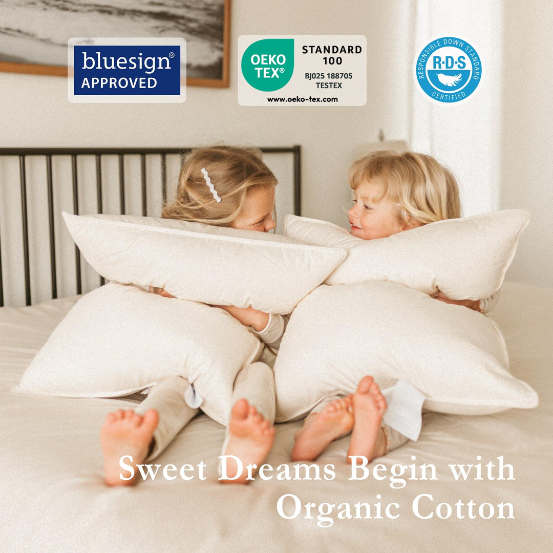 Set of 2 100% Organic Cotton down Feather Pillow-In-A-Pillow Design Bed Pillow