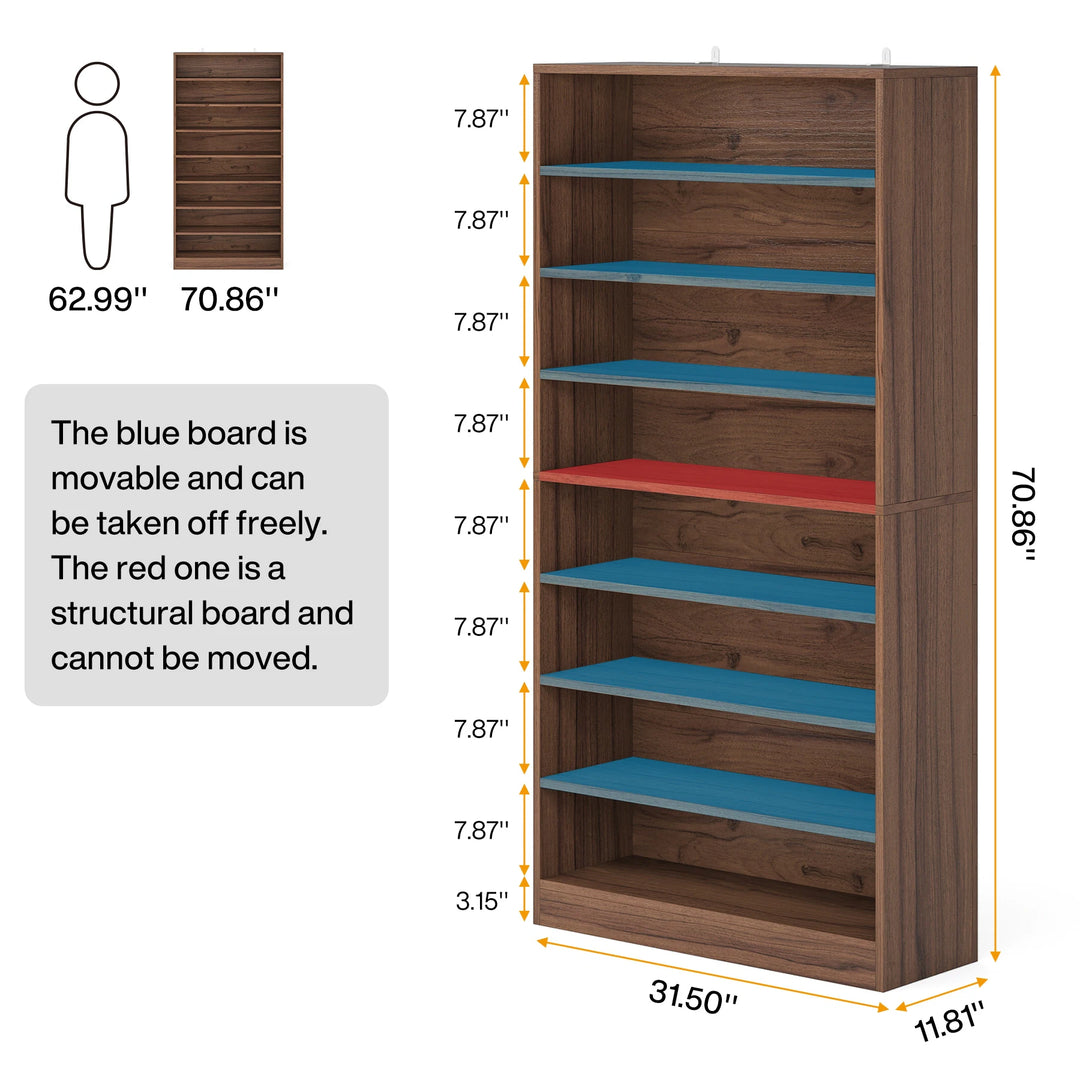 9 Tiers Shoe Cabinet, 40-45 Pairs Heavy Duty Wood Freestanding Shoe Storage Cabinet