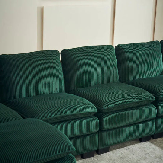 Modern U-Shaped 6-Seater Sectional Sofa with One Footstool