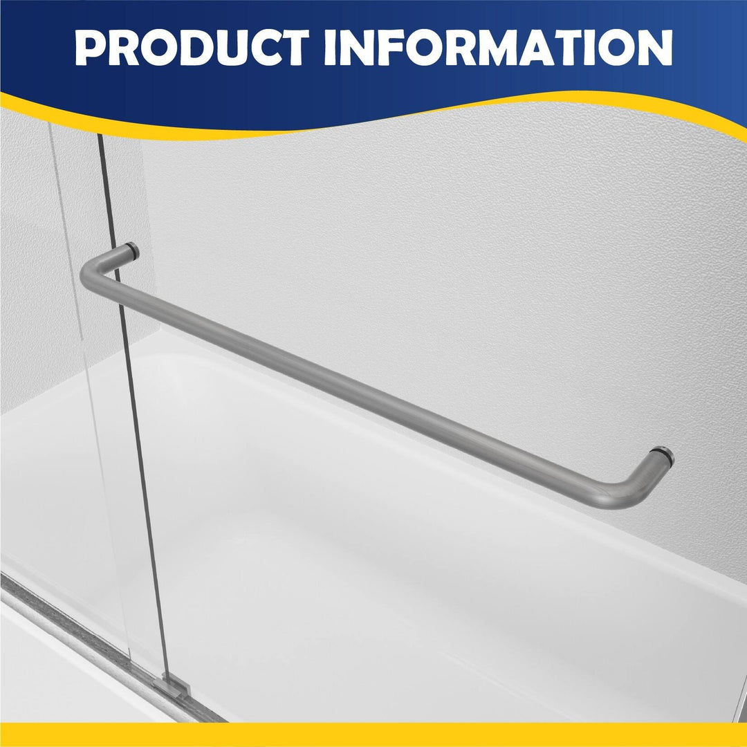 55-59" W X 56" H Bath Tub Semi-Frameless Sliding Shower Door