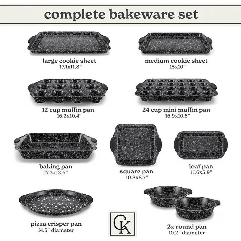 Nonstick Stackable Bakeware Set - Heavy Duty, Durable, Easy Release Baking Set, 10 Pcs