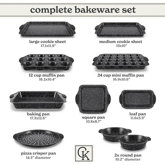 Nonstick Stackable Bakeware Set - Heavy Duty, Durable, Easy Release Baking Set, 10 Pcs