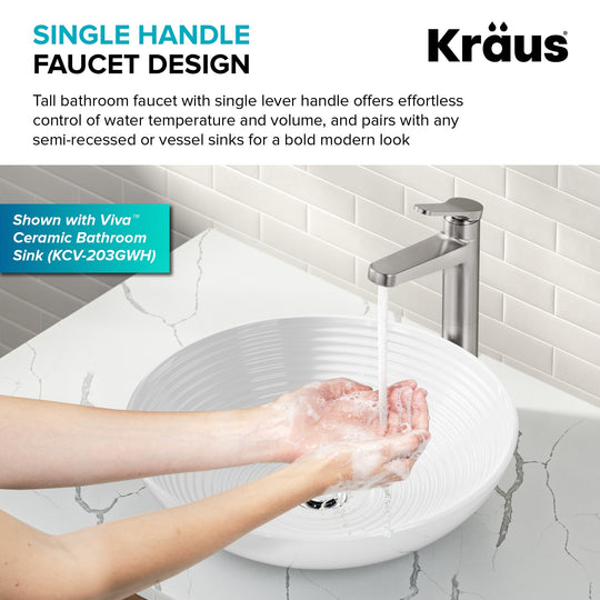 Indy Single Handle Vessel Bathroom Faucet with Pop up Drain