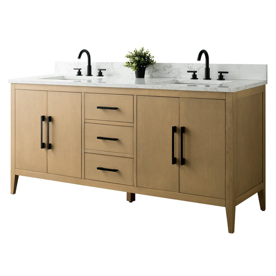 72" Double Sink Bathroom Vanity Cabinet with Engineered Marble Top