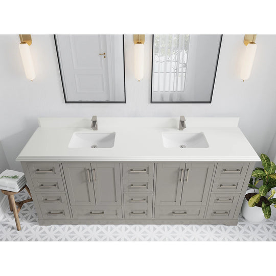 Willow Collection 84 in W X 22 in D X 36 in H Boston Double Bowl Sink Bathroom Vanity with Countertop