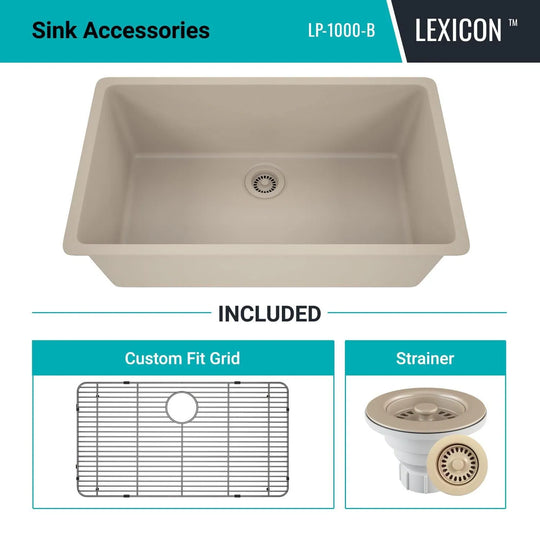 Drop-In Quartz 32 Inch Single Bowl Kitchen Sink Kit - 32"X19"
