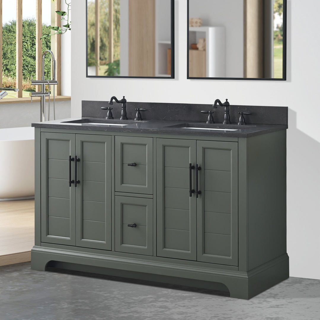 54" Double Sink Bathroom Vanity with Top & Backsplash