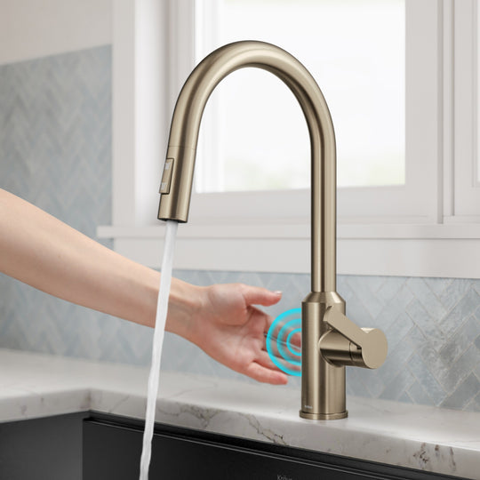 2-Function 1-Handle 1-Hole Pulldown Sprayer Brass Kitchen Faucet