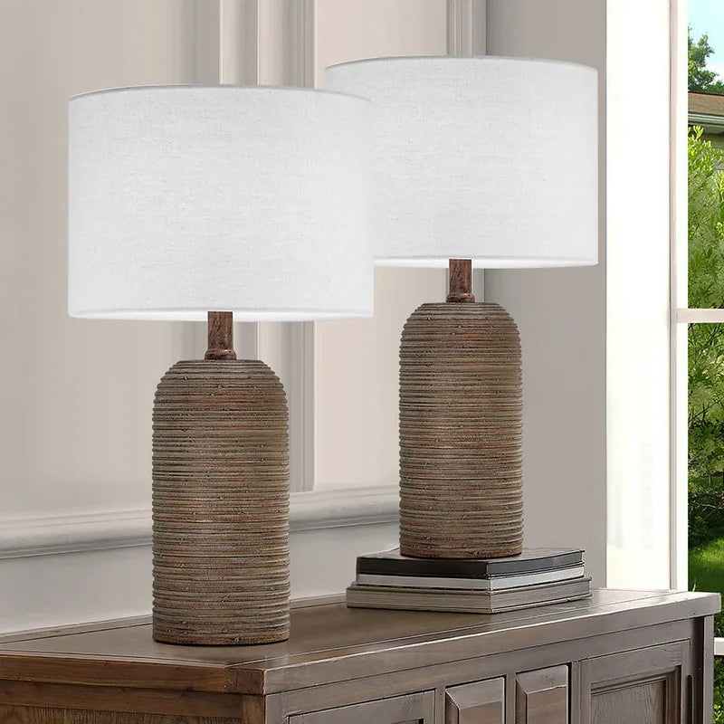 Farmhouse Table Lamp Set with LED Bulbs (Set of 2) - W10.5 X H18.5 Inch