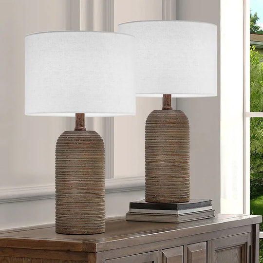 Farmhouse Table Lamp Set with LED Bulbs (Set of 2) - W10.5 X H18.5 Inch
