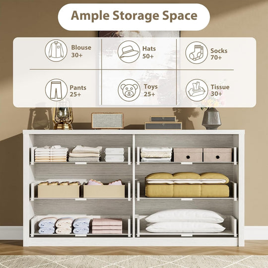 7-Drawer Dresser for Bedroom,Wide Wood Chest with Handle-Free Design,Modern Storage Cabinet for Living Room or Entryway