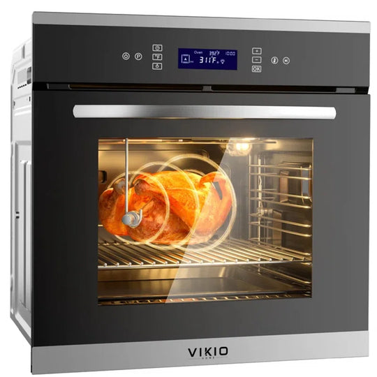 24"2.6 Cu. Ft Three Layer Tempered Glass Multifunctional Single Electric Wall Oven with Convection Touch Control in Stainless Steel