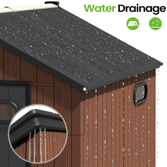 8X8/8X10/8X12 FT All-Weather Outdoor Resin Lockable Storage Shed with Windows Floor for Patio Furniture and Tools