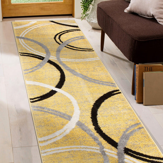 Contemporary Abstract Circles Design Area Rug