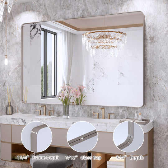 Quivaraview Rectangular Aluminum Framed Bathroom Vanity Mirror