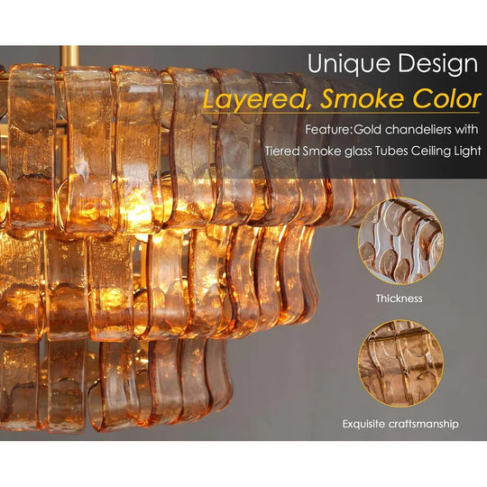 36In-67.4 In. 6-Lights Gold Crystal Drum Chandelier