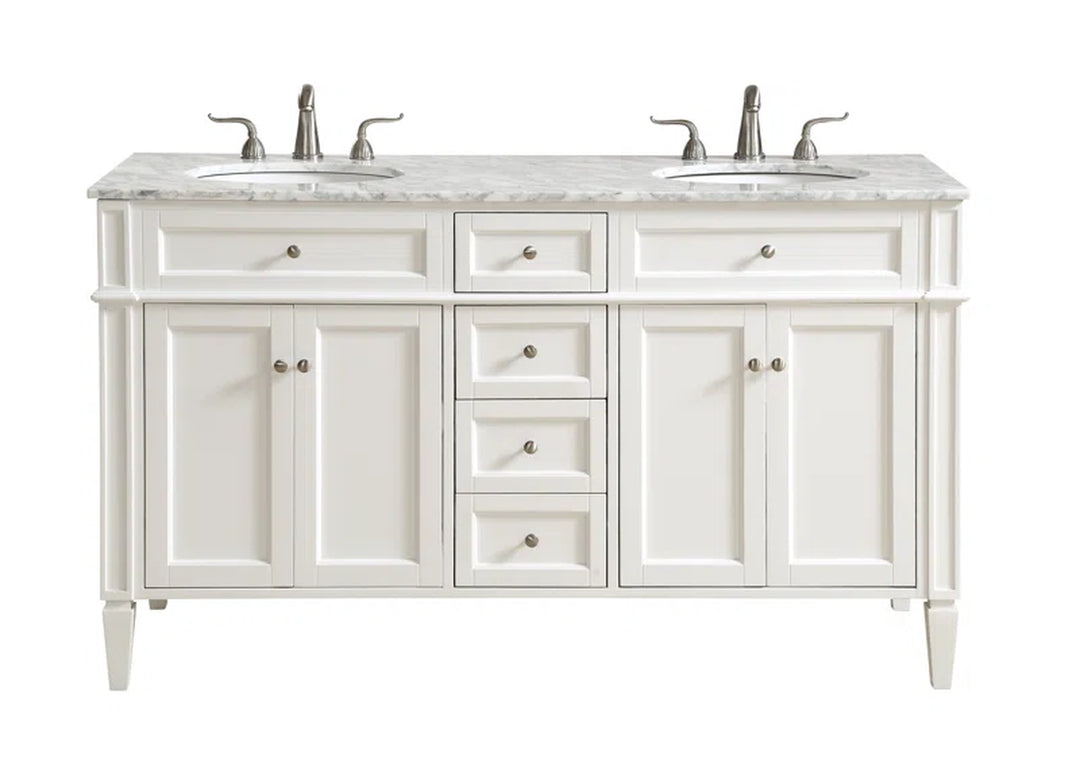 Rivers 60'' Double Bathroom Vanity with Marble Top