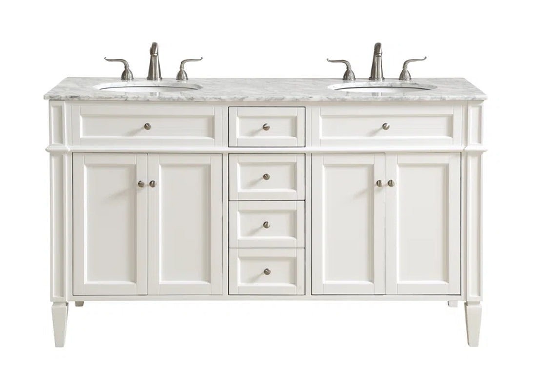 Rivers 60'' Double Bathroom Vanity with Marble Top