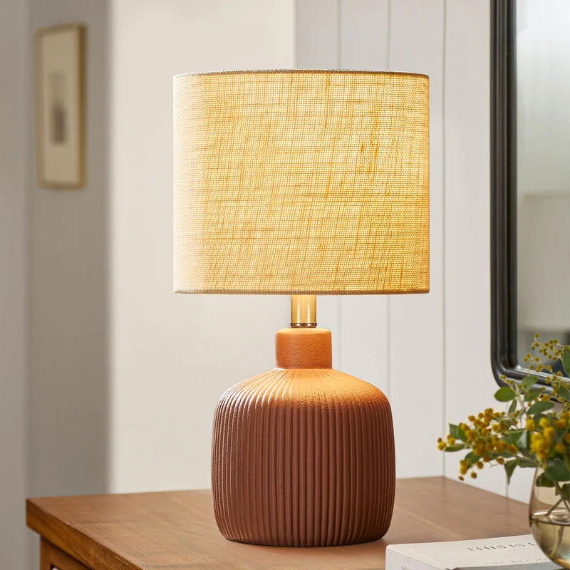 Fluted Ceramic Table Lamp (H18.25" X W10" X D10")