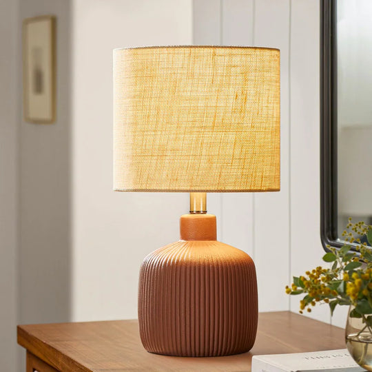 Fluted Ceramic Table Lamp (H18.25" X W10" X D10")