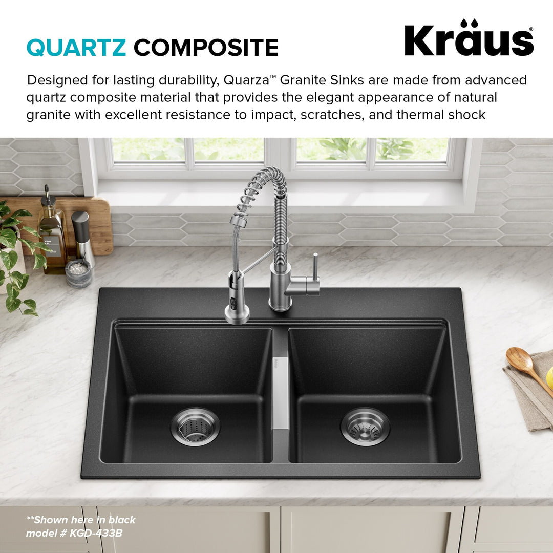 Granite 33 Inch 2-Bowl Undermount Drop-In Kitchen Sink