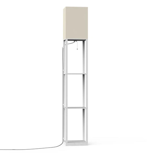 Emonnie 62.9" Column Floor Lamp with Shelves, Real Solid Wood and Bulb Included