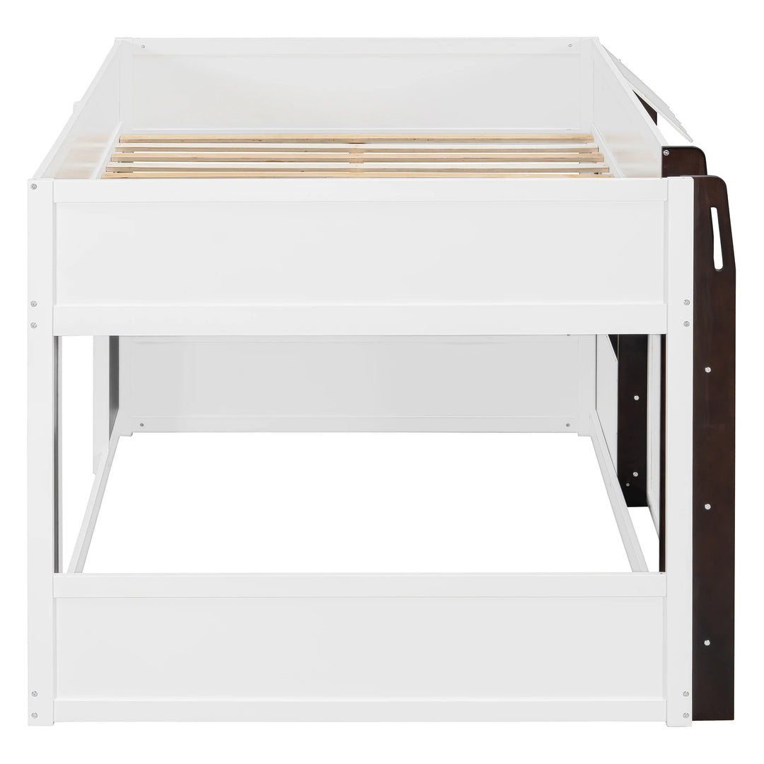 Full Loft House Bed with Playhouse Storage Modern Wood Cabin Bed for Kids