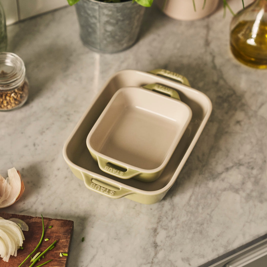 Ceramic 2-Pc Rectangular Baking Dish Set Macaron Pastel