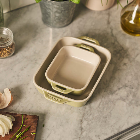 Ceramic 2-Pc Rectangular Baking Dish Set Macaron Pastel