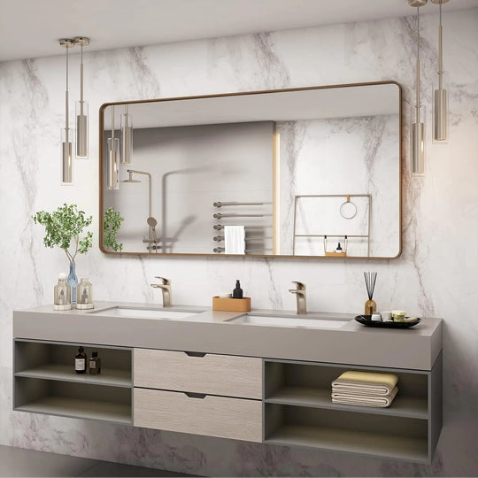 Aluminum Alloy Framed Tempered Glass Wall Decor Vanity Bathroom Mirror
