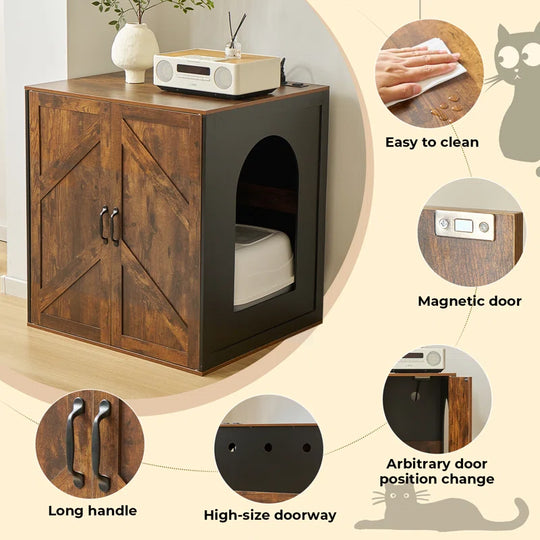 Cat Litter Robot Enclosure, Farmhouse Litter Box Enclosure, Litter Collector for Automatic Litter Box Enclosure