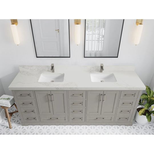 Willow Collection 84 in W X 22 in D X 36 in H Boston Double Bowl Sink Bathroom Vanity with Countertop