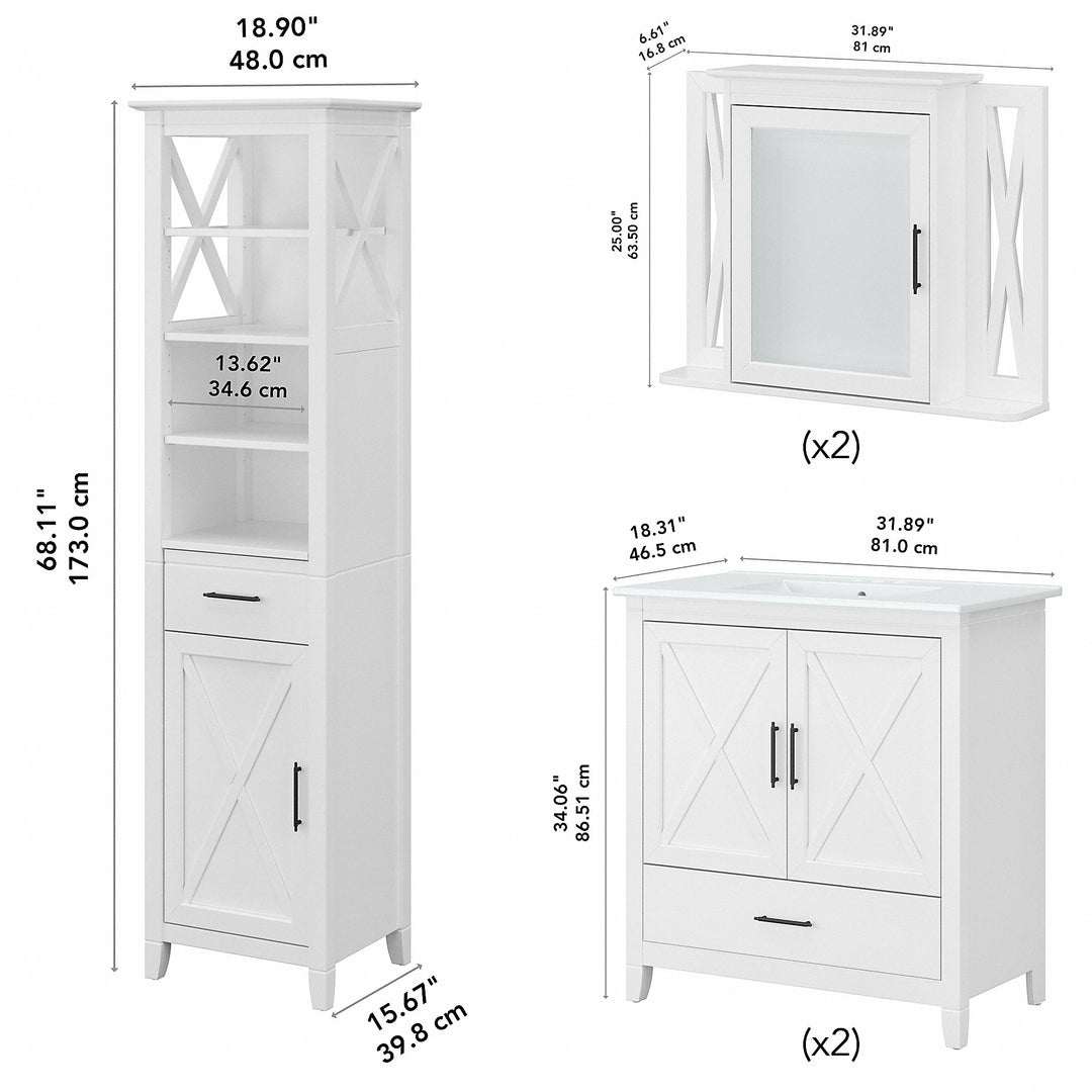 Key West 64W Double Vanity with Sinks and Storage by