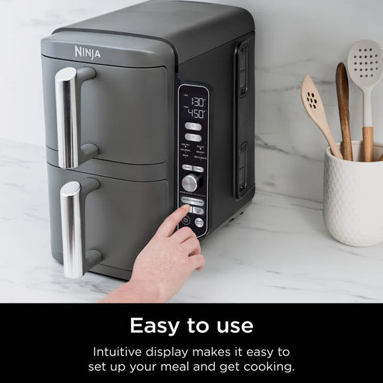 ® 6-In-1 Doublestack XL 2-Basket Air Fryer with 10-Quart Capacity, Compact Design, Cook, Air Fry, Broil, and Bake Functions