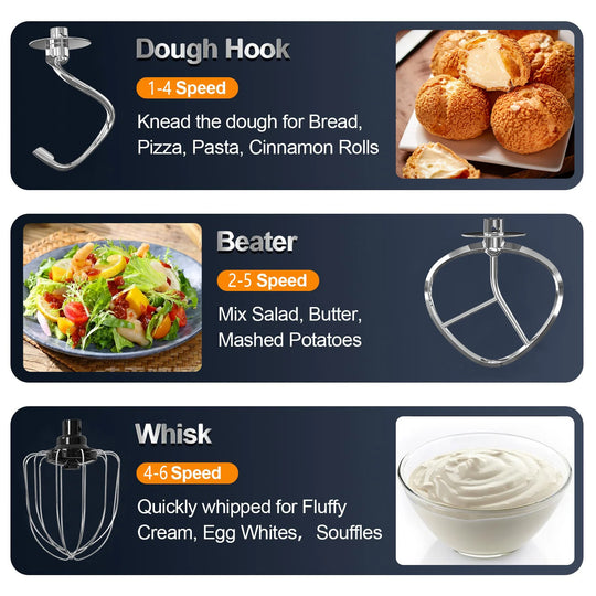 5.3 Qt Digital Display Stand Kitchen Food Mixer 6 Speed with Egg Whisk, Dough Hook & Flat Beater