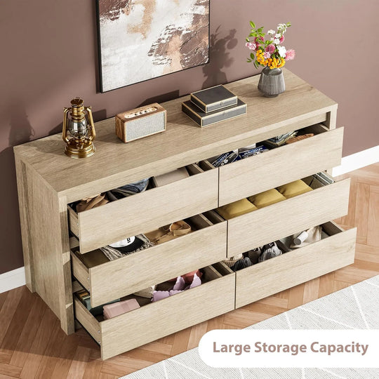 7-Drawer Dresser for Bedroom,Wide Wood Chest with Handle-Free Design,Modern Storage Cabinet for Living Room or Entryway