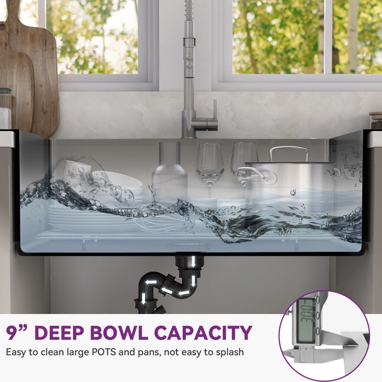 33 Inch Drop in Kitchen Sink Top Mount Stainless Steel Black Sink W/Sink Protector Single Bowl Drop-In Sink for Workstation